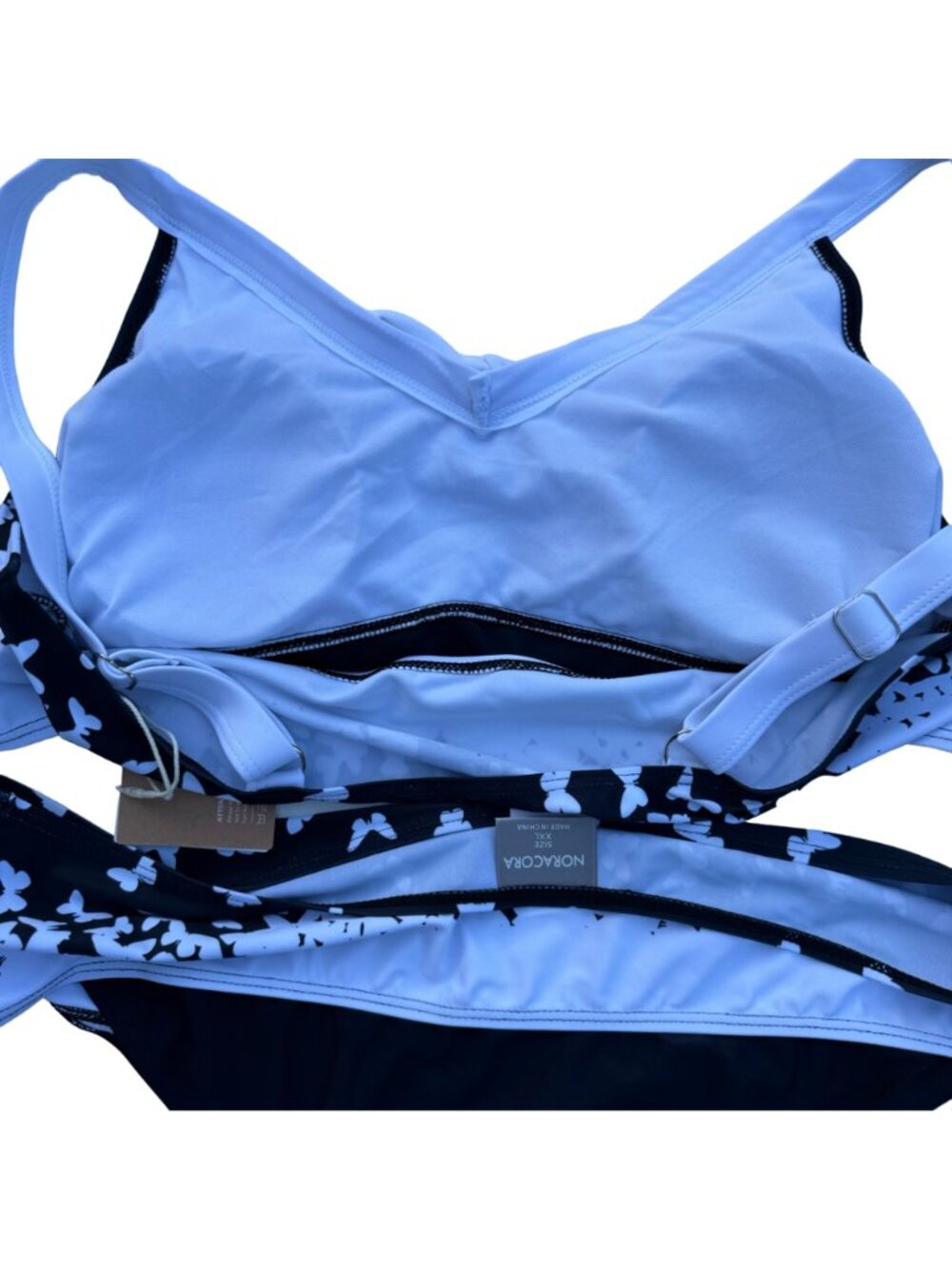 Noracora Butterfly Print Two-Piece Bikini Set Swim XXL Black & White Beach NWT - Picture 8 of 9